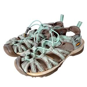Keen Womens Whisper Fisherman Sandals Aqua Brown Womens 6.5 Outdoor Hiking Shoe